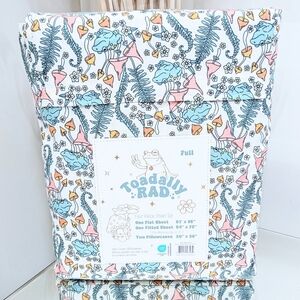 New Toadally Rad Toad Frog Mushroom Fern Full Sheets Set RARE